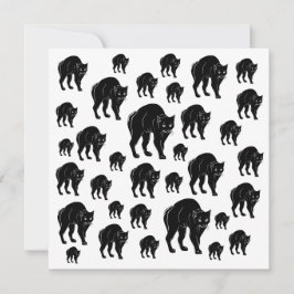 Halloween Prowling Black Cat Silhouette Teckning Kort