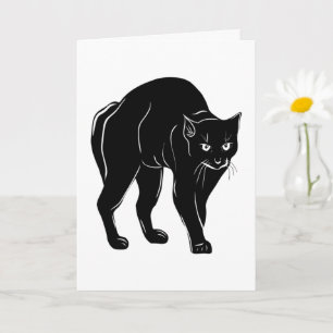 Halloween Prowling Black Cat Silhouette Teckning Kort