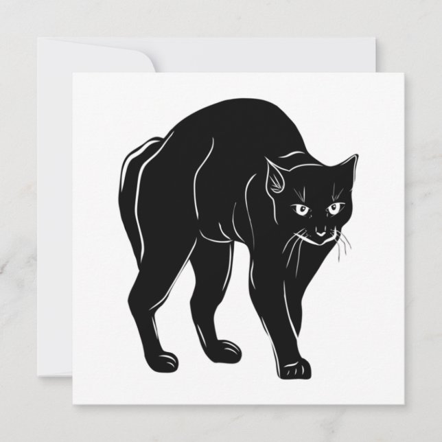 Halloween Prowling Black Cat Silhouette Teckning Kort (Framsida)
