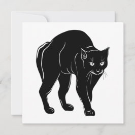 Halloween Prowling Black Cat Silhouette Teckning Kort