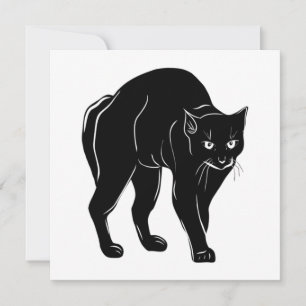 Halloween Prowling Black Cat Silhouette Teckning Kort