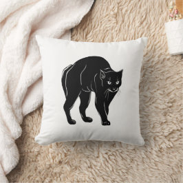 Halloween Prowling Black Cat Silhouette Teckning Kudde