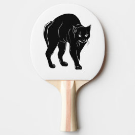 Halloween Prowling Black Cat Silhouette Teckning Pingisracket