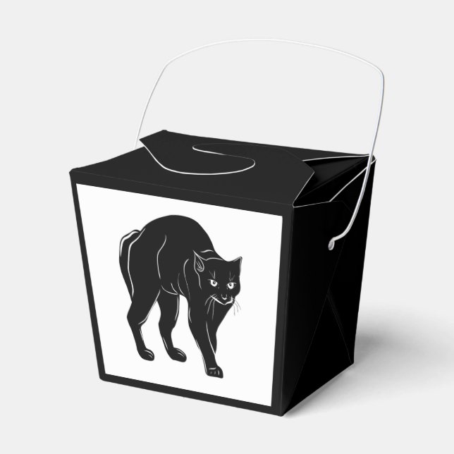 Halloween Prowling Black Cat Silhouette Teckning Presentaskar (Framsidan Sidan)