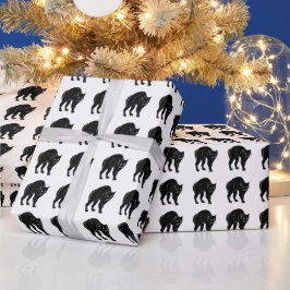 Halloween Prowling Black Cat Silhouette Teckning Presentpapper