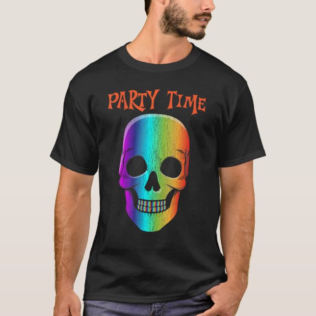Halloween Psychedelic-skallmask Halloween-kostym T Shirt (Framsida)