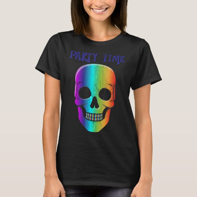 Halloween Psychedelic-skallmask Halloween-kostym T Shirt (Framsida)
