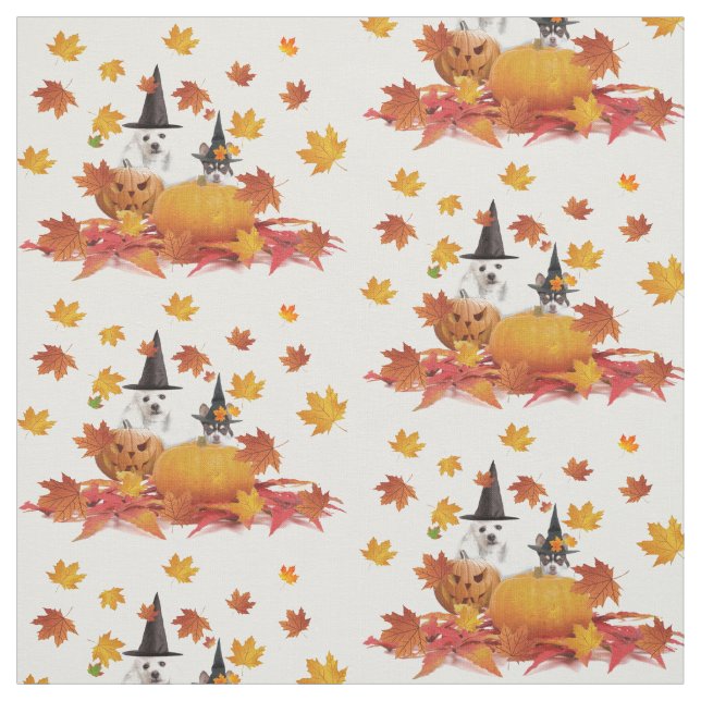 Halloween pudel hund och chihuahua mönster Fabric Tyg (Provkarta)