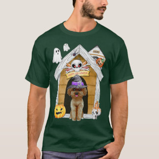 Halloween Pudel Hund Witch Haunted House T Shirt
