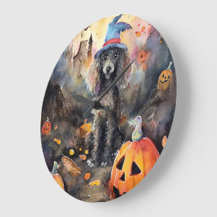 Halloween Pudel med påssjuka Stor Klocka