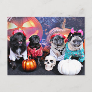 Halloween - Pug - Bruno Pearl Bear Wiggens Vykort