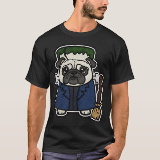 Halloween Pug Frankenstein Kostym Söt Skräckinjaga T Shirt