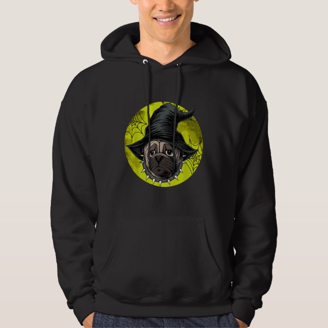 Halloween Pug Hundälskares Pumpkin Grunge Jack O L Hoodie (Framsida)