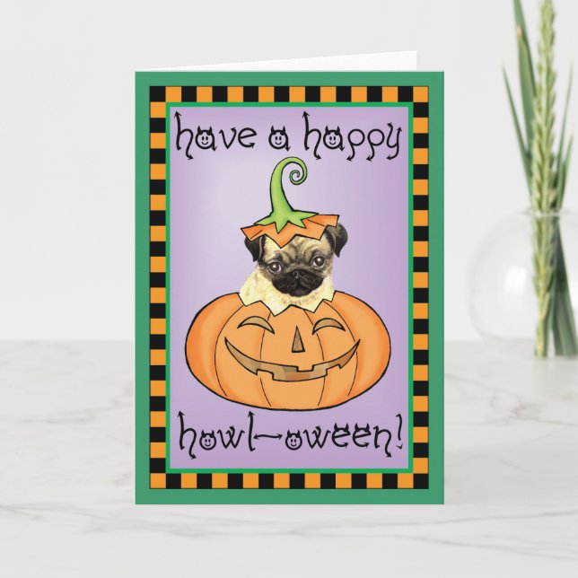 Halloween Pug Kort (Framsida)