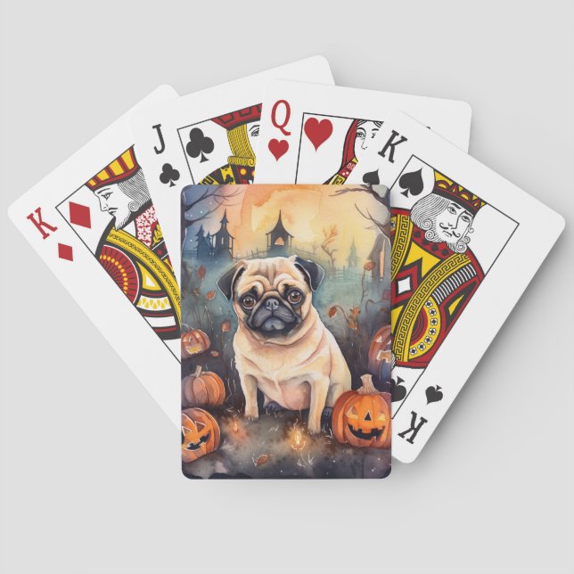 Halloween Pug med pumpor Casinokort (Baksidan)