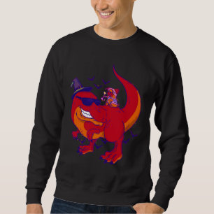 Halloween pug och dinosaur t-shirt design Funny D Lång Ärmad Tröja