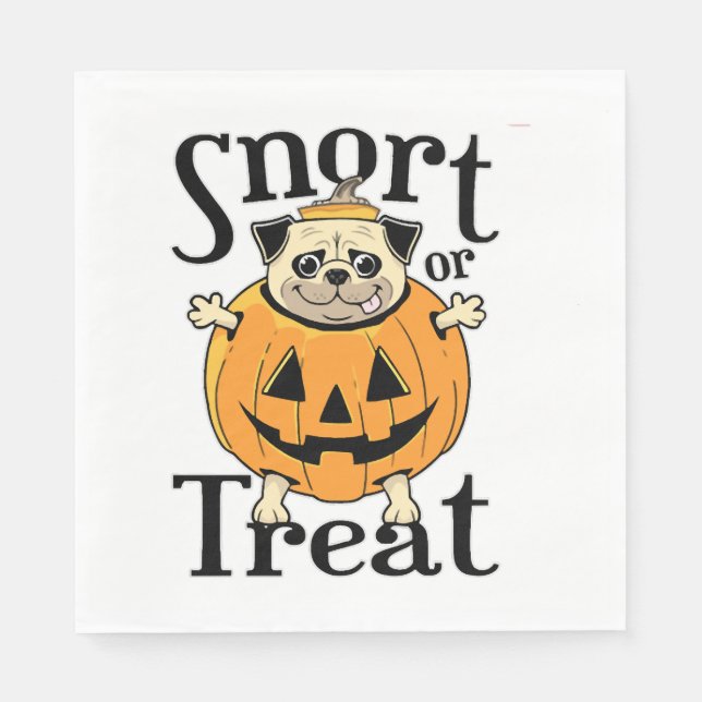 Halloween Pug Pappersservett (Framsidan)