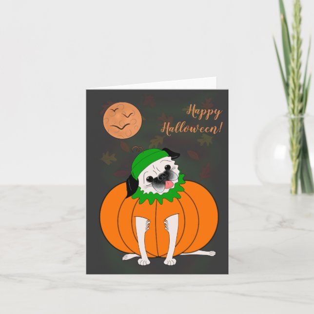 Halloween Pug: Spooky Greeting Card Kort (Framsida)