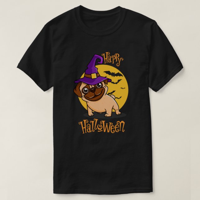 Halloween Pug T Shirt (Design framsida)