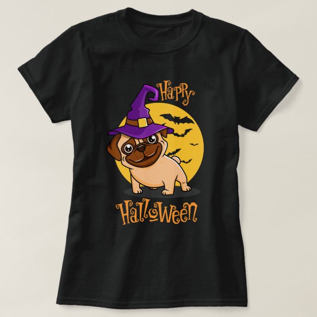 Halloween Pug T Shirt (Design framsida)