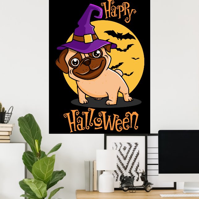 Halloween Puggy Affisch (Hemmakontoret)