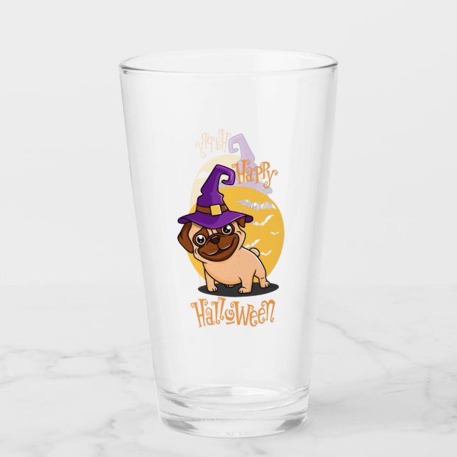 Halloween Puggy Glass Tumbler Glaskopp (Framsida)