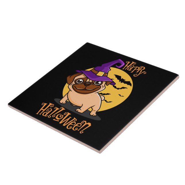 Halloween Puggy Tile Kakelplatta (Sidan)
