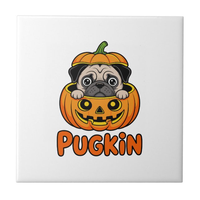 Halloween Pugkin, Pumphund Hund Kakelplatta (Framsidan)