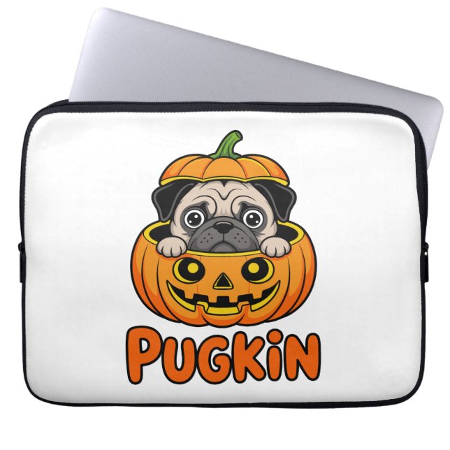 Halloween Pugkin, Pumpkin Pug Hund Laptop Fodral (Framsidan)