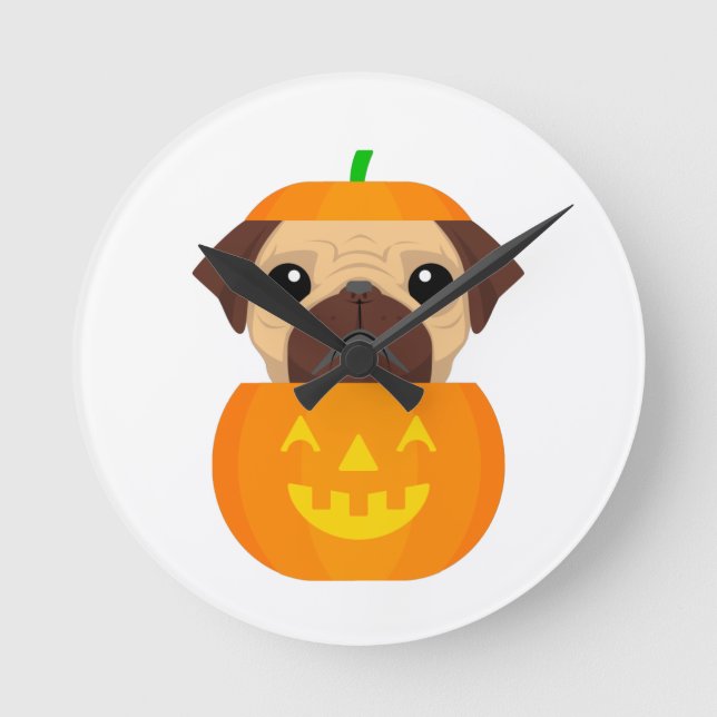 Halloween Pugkin     Rund Klocka (Framsida)