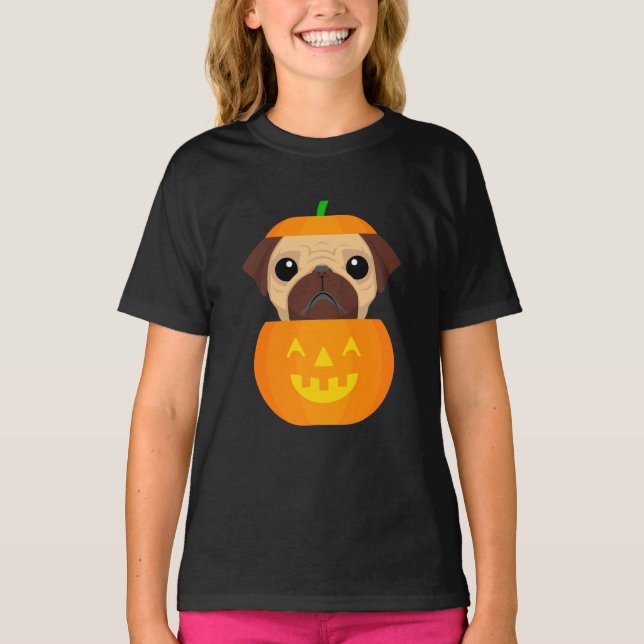 Halloween Pugkin T-Shirt (Framsida)