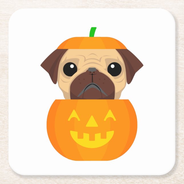 Halloween Pugkin Underlägg Papper Kvadrat (Framsidan)