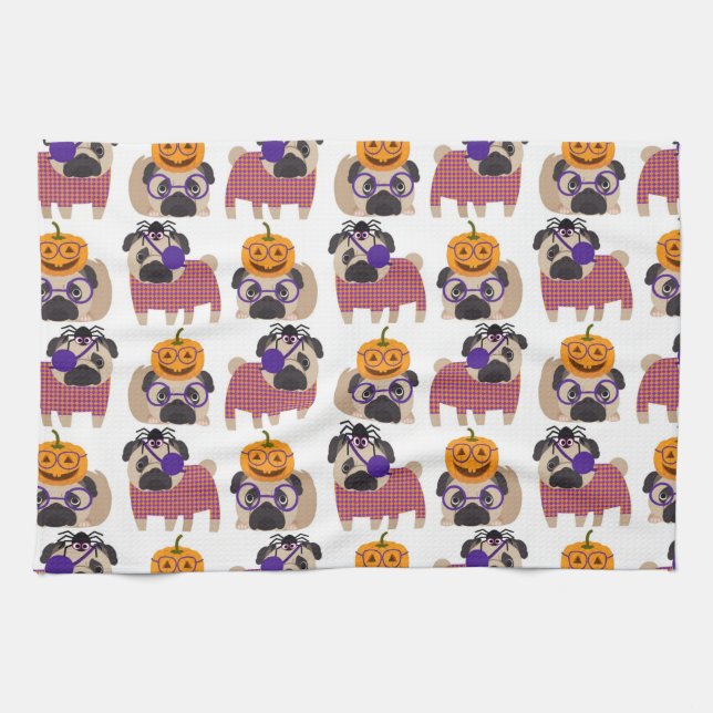 Halloween Pugs 2015 Kökshandduk (Horisontell)