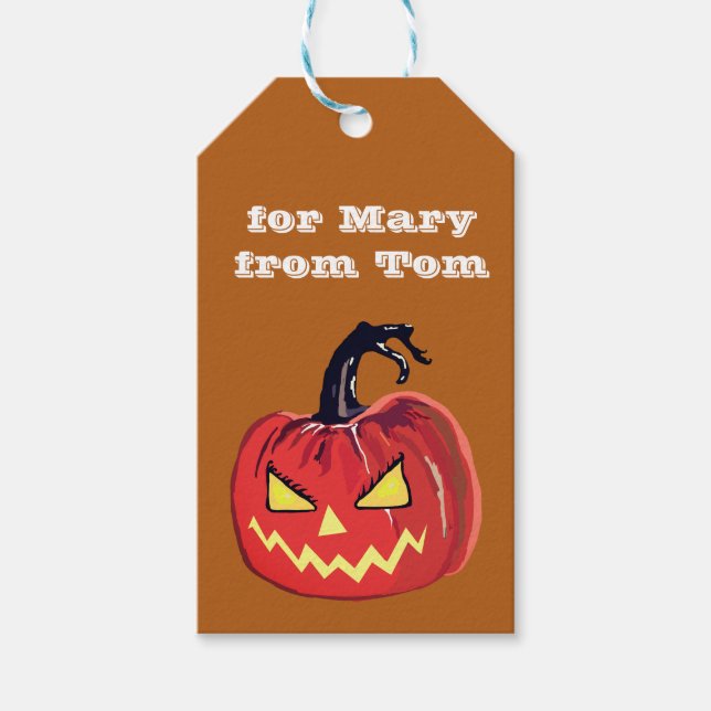 Halloween-pumkin Anpassningsbar Gift Märkre Presentetikett (Framsidan)