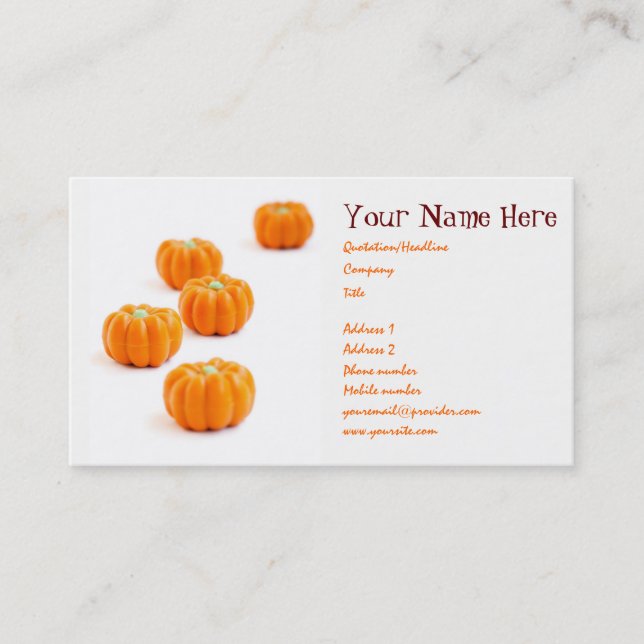 Halloween pumkin candy visitkort (Framsida)