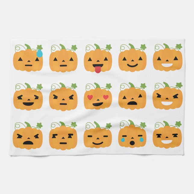 halloween pumkin emojis kökshandduk (Horisontell)