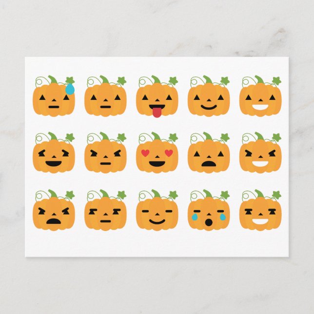 halloween pumkin emojis vykort (Framsida)