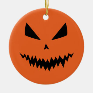 Halloween-pumkin Jack O'lantern ansikte svart oran Julgransprydnad Keramik