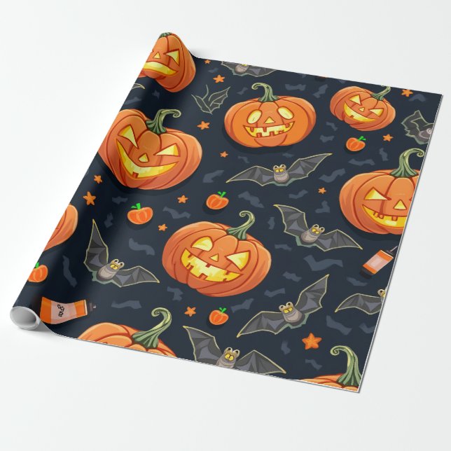 Halloween Pumkin Wrapping Papper Presentpapper (Utrullad)