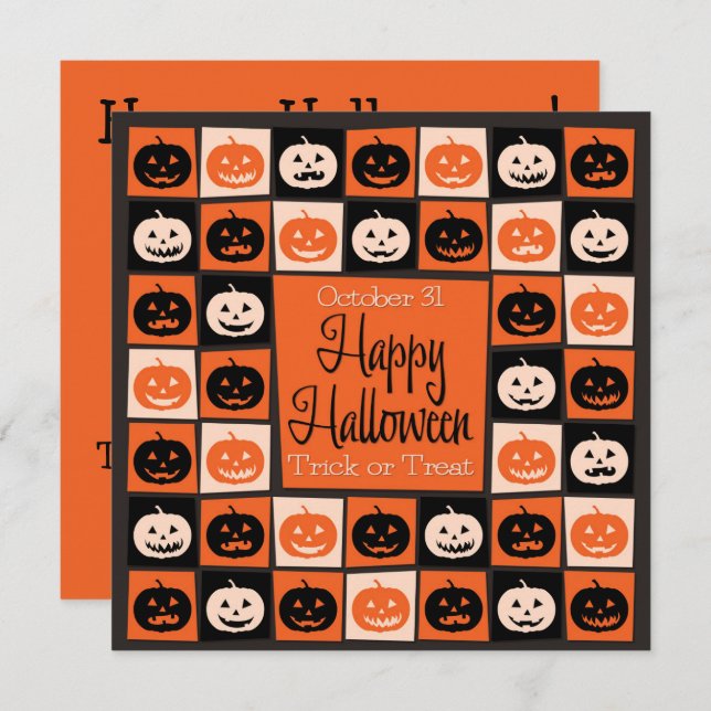 Halloween-pumkinmosaik Inbjudningar (Fram/baksida)