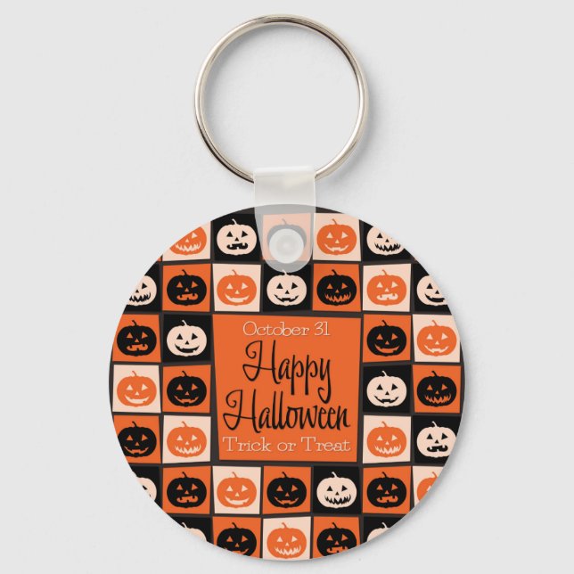 Halloween-pumkinmosaik Nyckelring (Framsida)