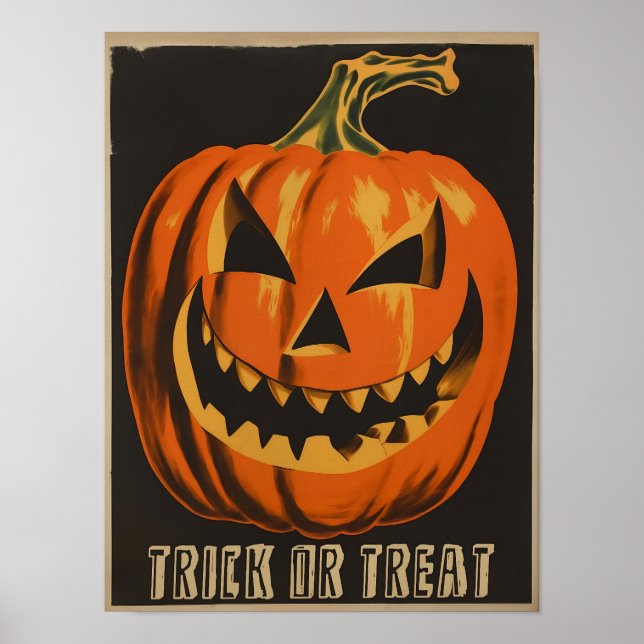 Halloween Pumpa Affisch Retro Halloween Konst Nedl (Framsidan)