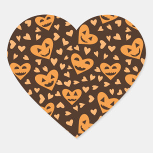 Halloween-pumpa ansikte i hjärtformsmönster Han Hjärtformat Klistermärke