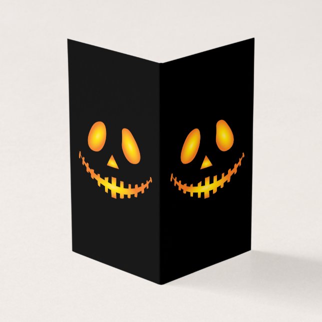 Halloween Pumpa Ansikte Jack O Lantern Kuslig Kort (Utsida)