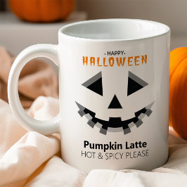 Halloween Pumpa Ansikte Latte Kärlek Mugg