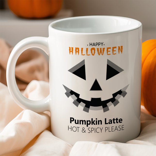 Halloween Pumpa Ansikte Latte Kärlek Mugg (Skapare uppladdad)