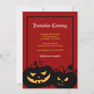 Halloween Pumpa Ansikten Festlig Inbjudan
