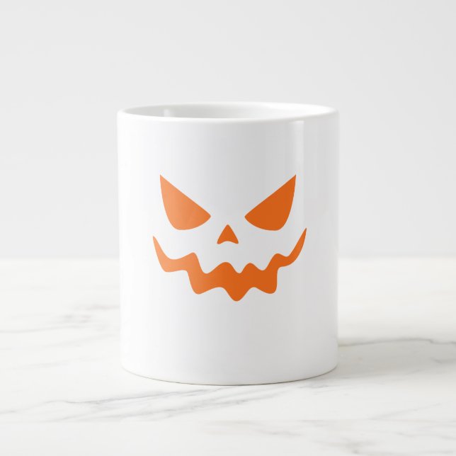 Halloween Pumpa Ansikts Mugg – Söt & Festlig Orang Jumbo Mugg (Framsidan)