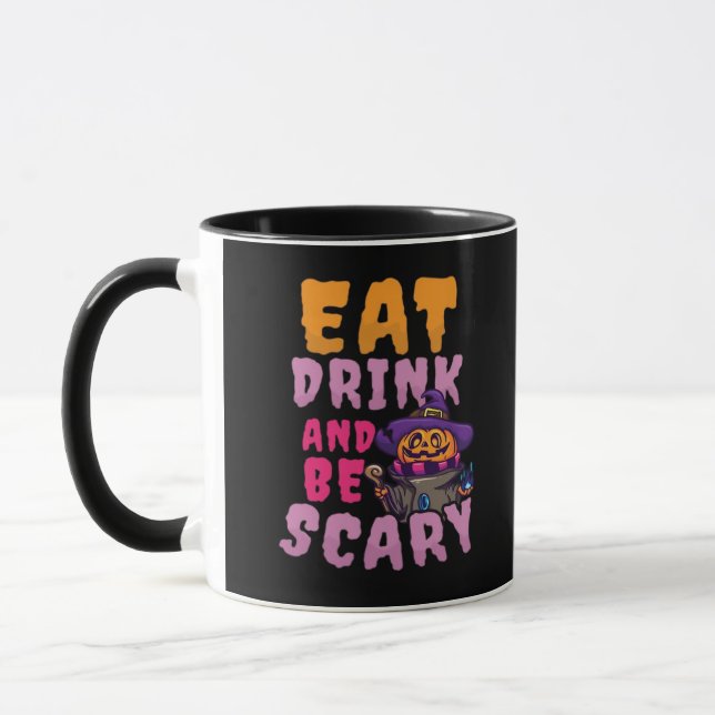 Halloween Pumpa Ät Drick Skräck Mugg (Vänster)