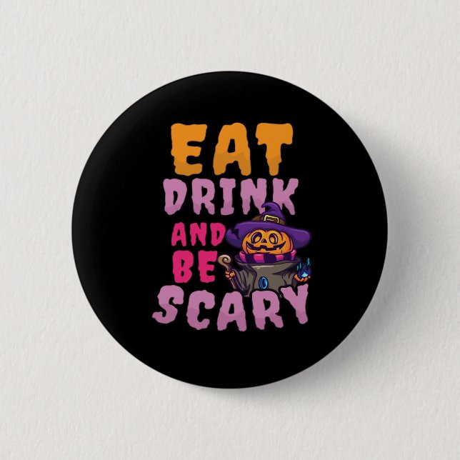 Halloween Pumpa Ät Drick Var Rädslig Knapp (Framsida)